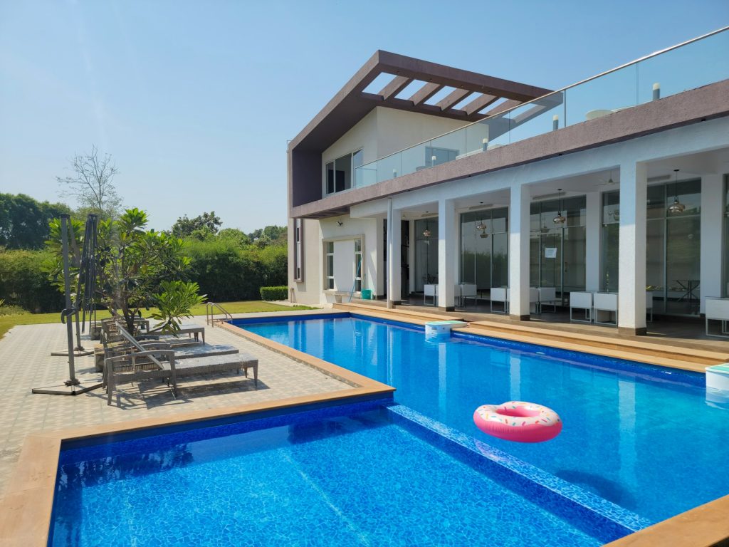 Upgraded pool at a contemporary home